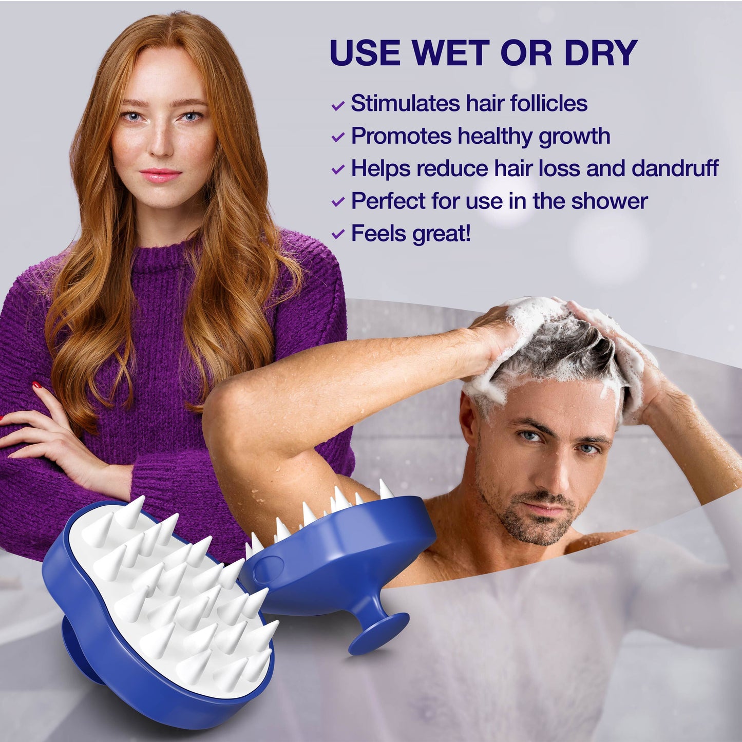 Guyology Labs™ Anti Hair Loss- Hair Growth 3 Step System: Biotin + AnaGain™ Shampoo & Conditioner + Biotin Hair Growth Serum + Scalp Massager Shower Brush