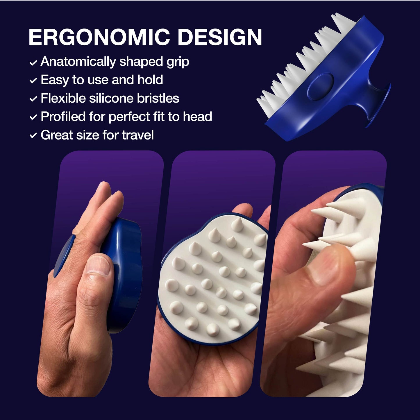 Guyology Labs™ Anti Hair Loss- Hair Growth 3 Step System: Biotin + AnaGain™ Shampoo & Conditioner + Biotin Hair Growth Serum + Scalp Massager Shower Brush