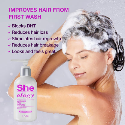 Sheology Biotin, Keratin & Saw Palmetto Hair Growth Shampoo & Hair Growth Serum with Hyaluronic Acid