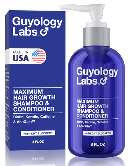 Guyology Labs™ Biotin Shampoo & Conditioner - With AnaGain™ - DHT Blockers For Thinning Hair - Anti Hair Loss Shampoo - Hair Growth Shampoo by Guyology Labs